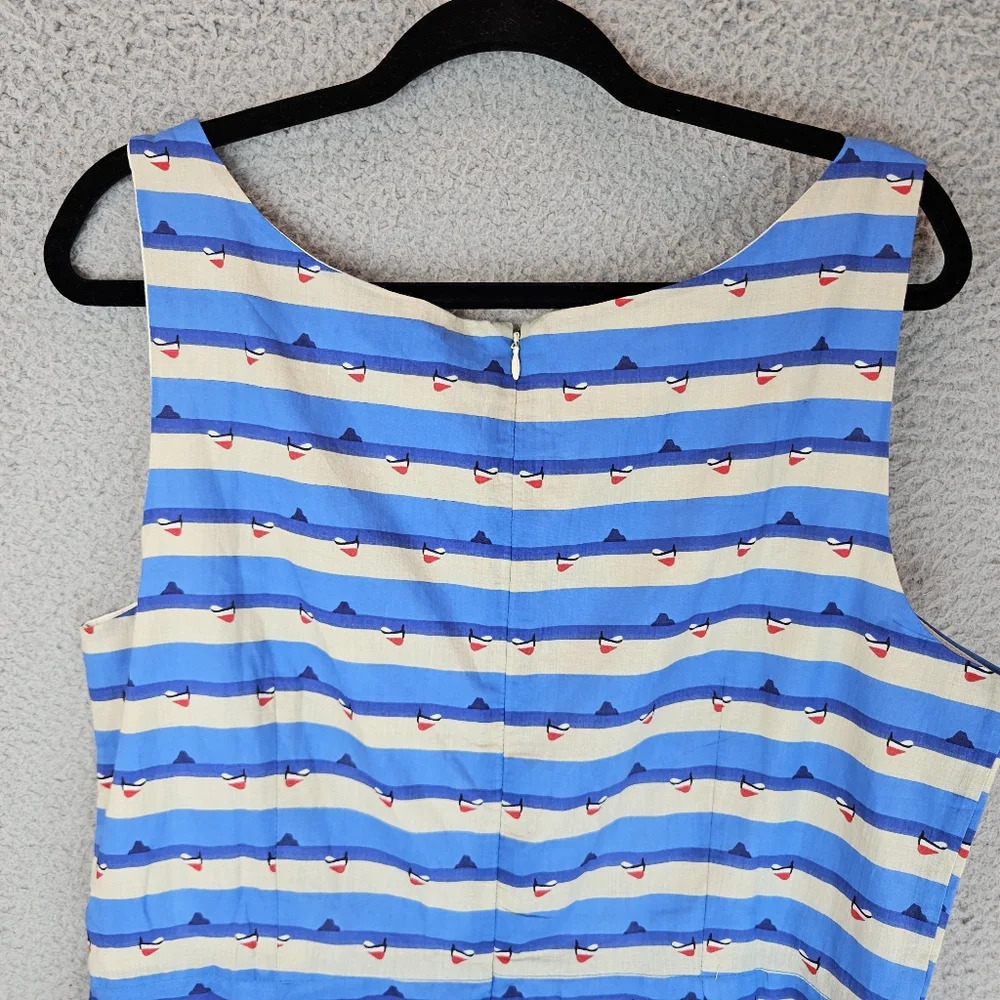 Pretty Vacant Dress Sz XL Nautical Print All Cotton Lined Lightweight Womens - Picture 8 of 13